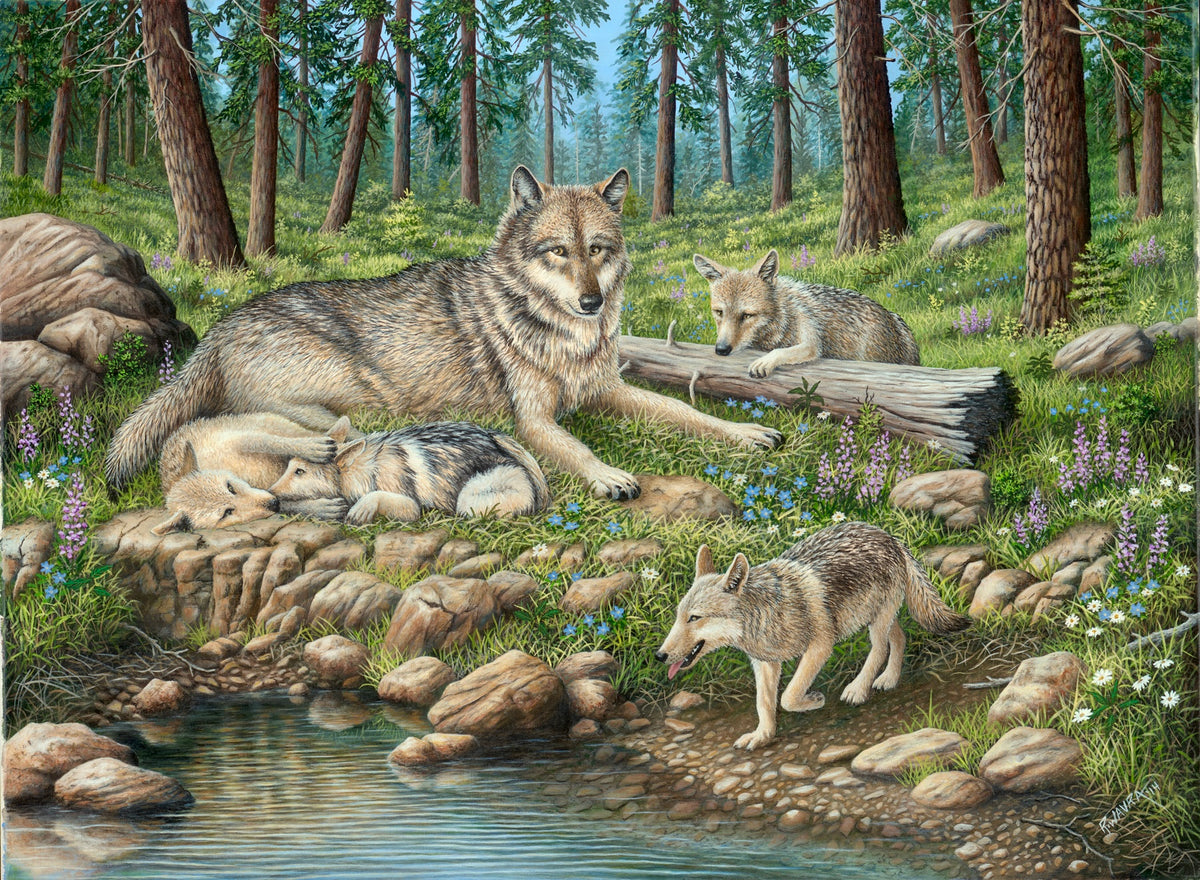 Grey Wolf Mother and Pups (2014)