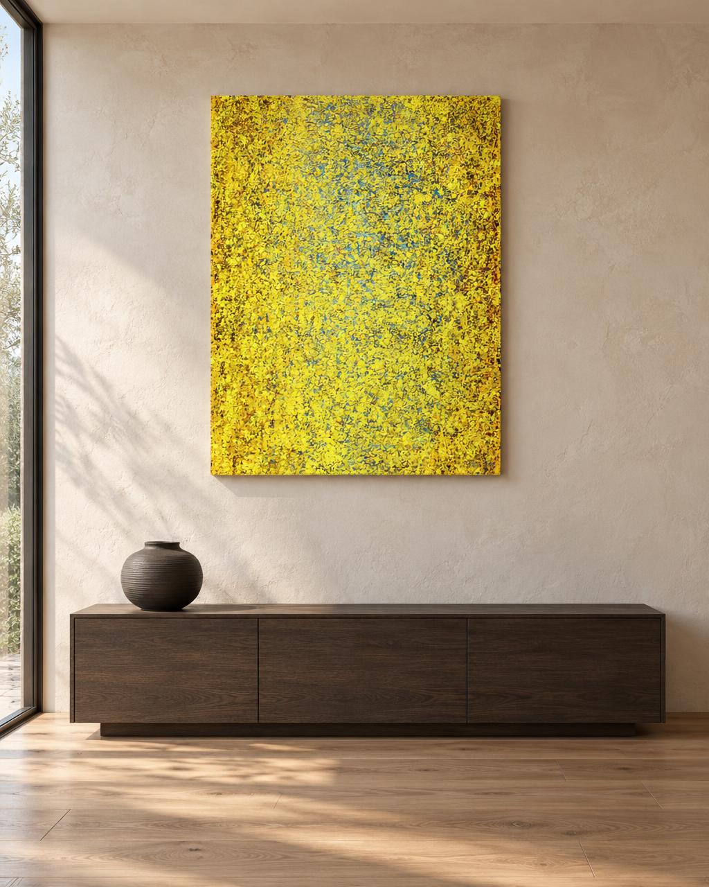 Yellow over Blue Patina (2014) by Heidi Thompson in collector interior