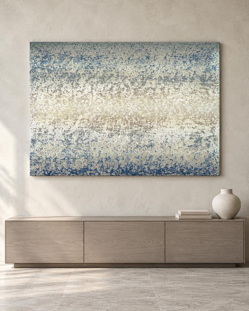 Grey White Blue Patina (2025) by Heidi Thompson in collector interior