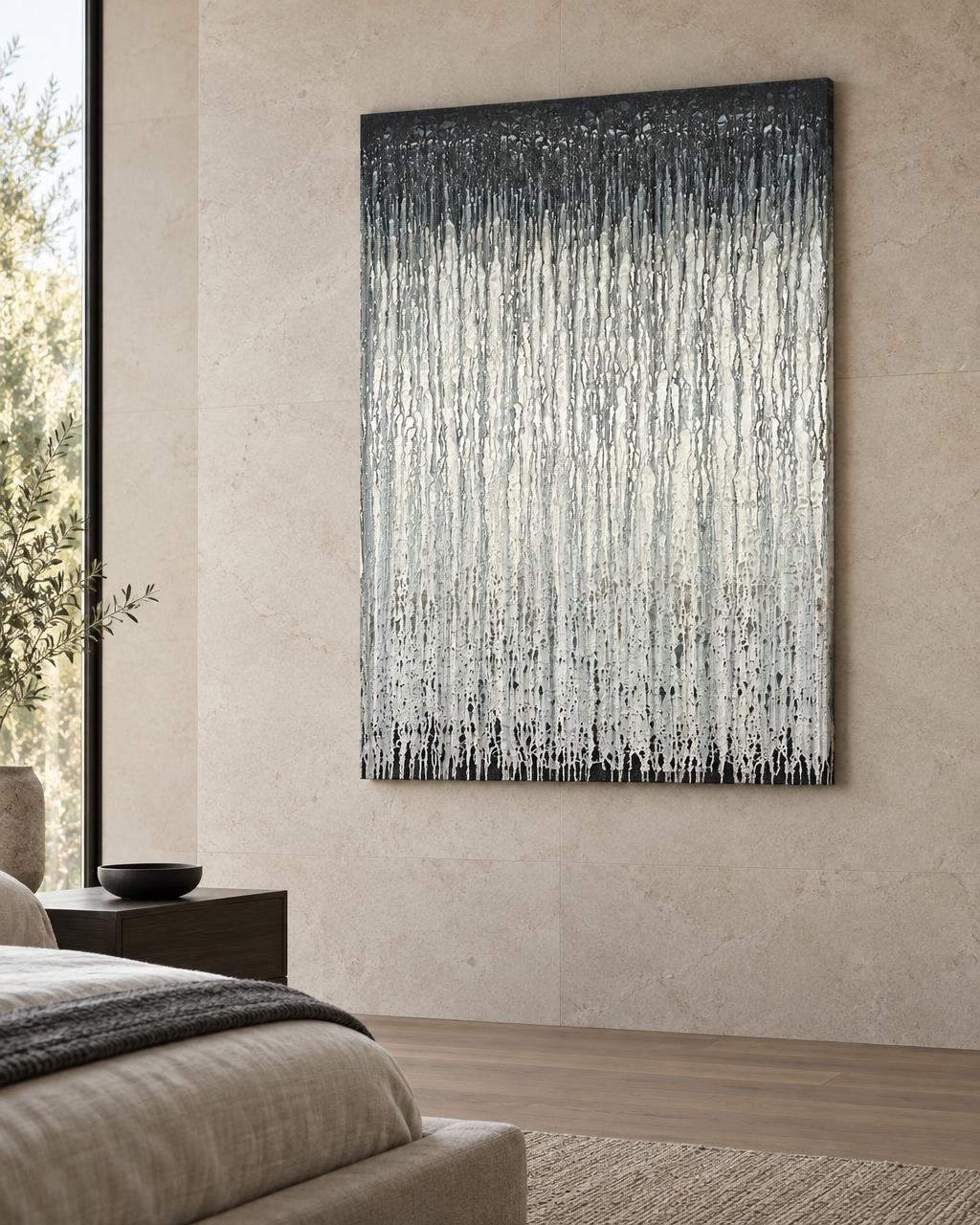 Silver Veils over Light (2021) by Heidi Thompson in collector interior