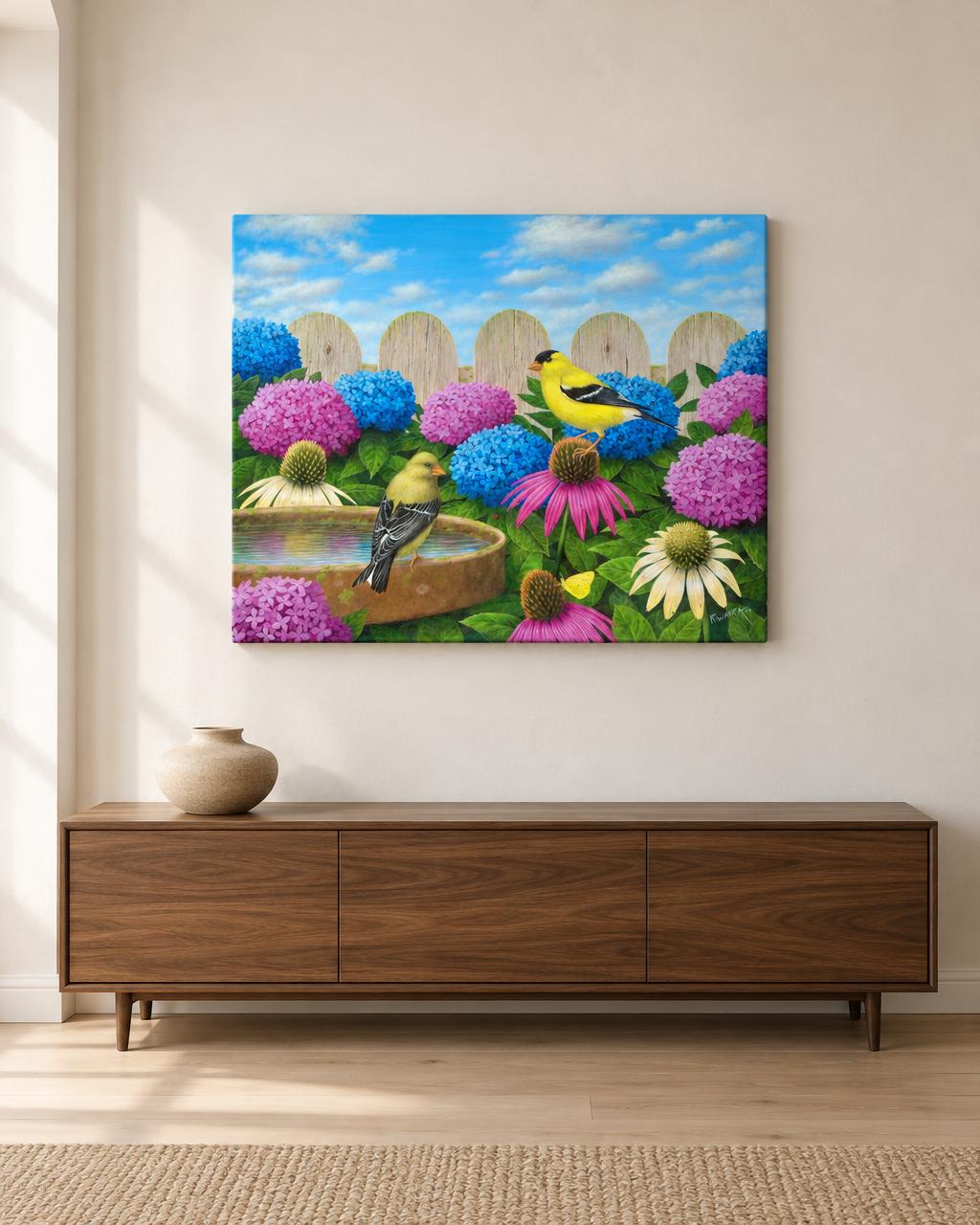 Robert Wavra - Goldfinches (2014) in-room collector visual