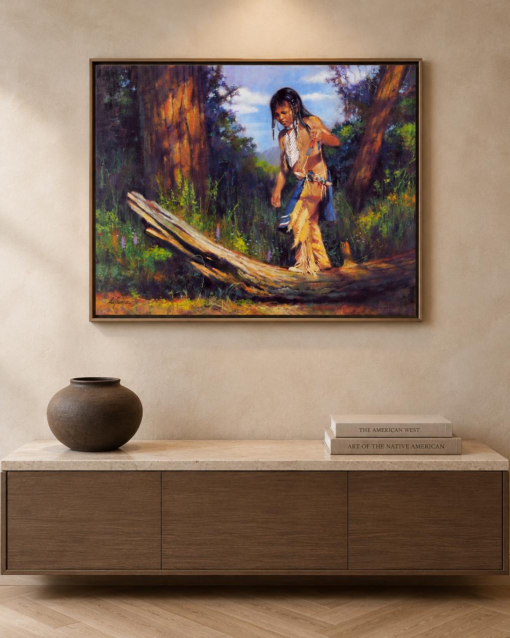 Balance oil painting by Kim Fujiwara framed in collector living space | Leah Do Fine Art Consulting NYC
