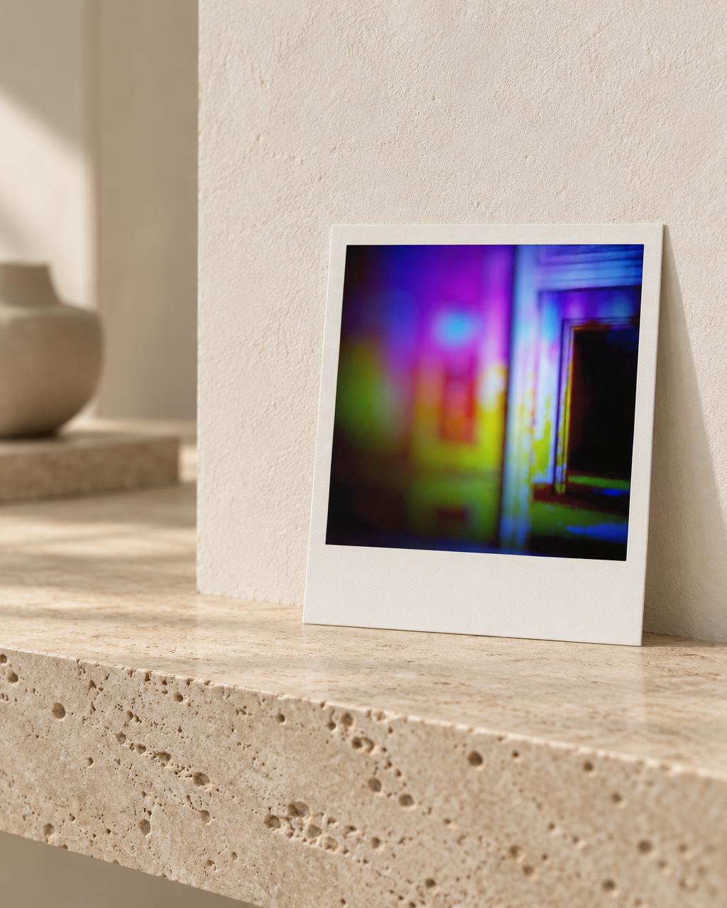 Instant #24 compact 18x20 cm hand-colored Polaroid by Gareth Lloyd in collector interior