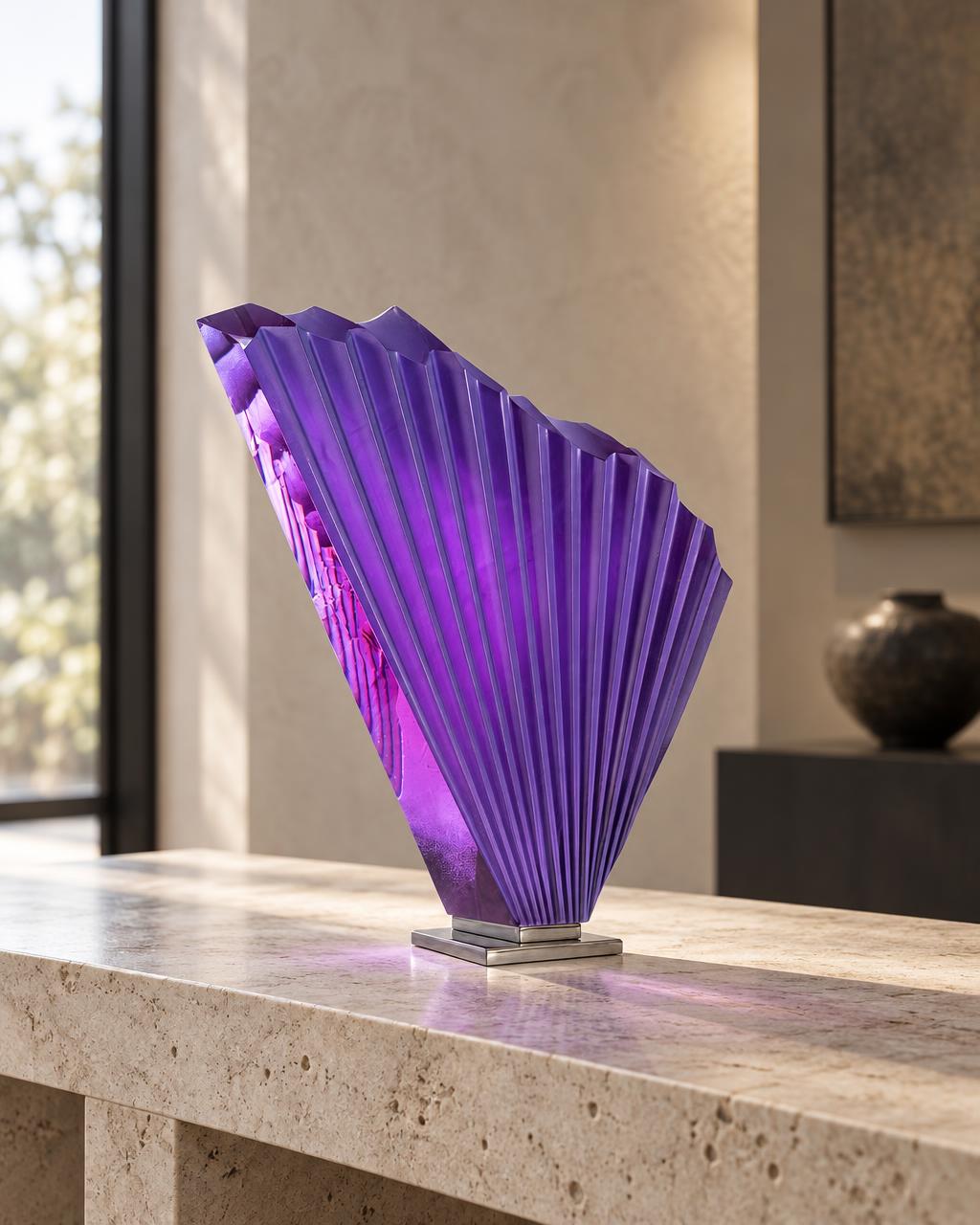 Wing II Bohemian glass sculpture by Jaroslav Prošek displayed in collector residence | Leah Do Fine Art Consulting NYC