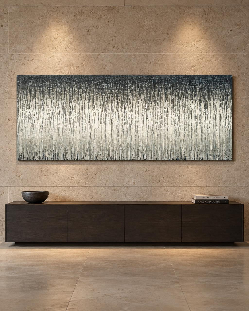 Black Veils Over Warm Light (2025) by Heidi Thompson in collector interior