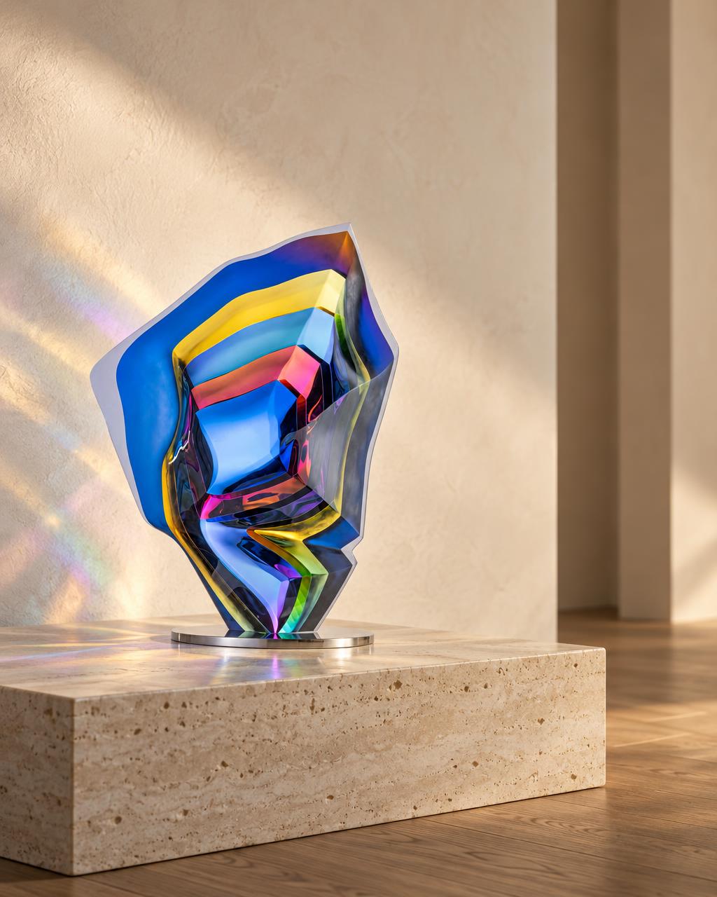 Songcords Bohemian glass sculpture by Jaroslav Prošek displayed in collector salon | Leah Do Fine Art Consulting NYC