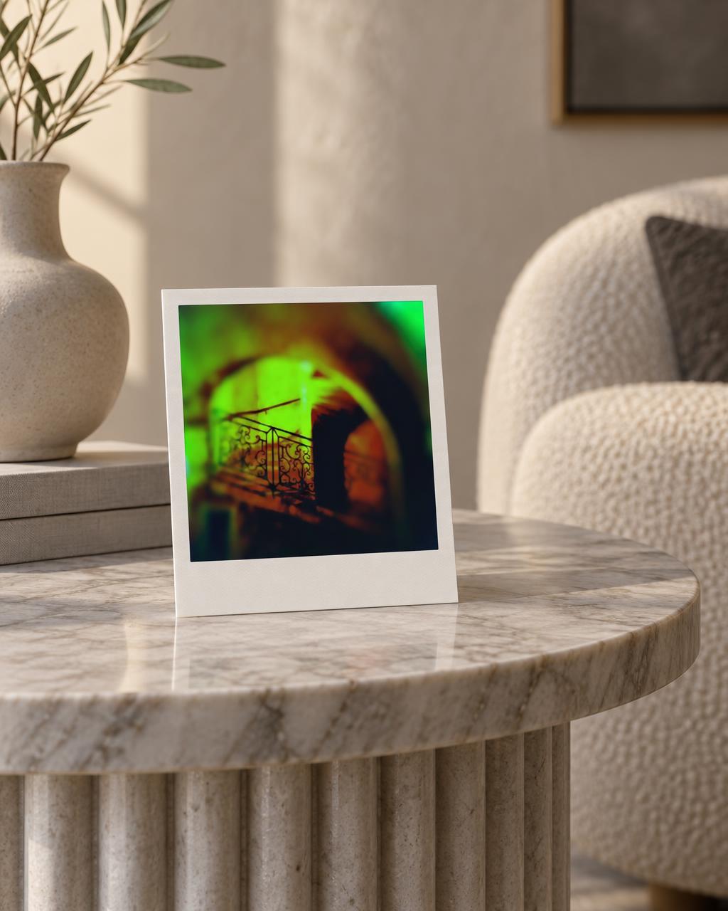 Instant #6 compact 18x20 cm hand-colored Polaroid by Gareth Lloyd in collector interior