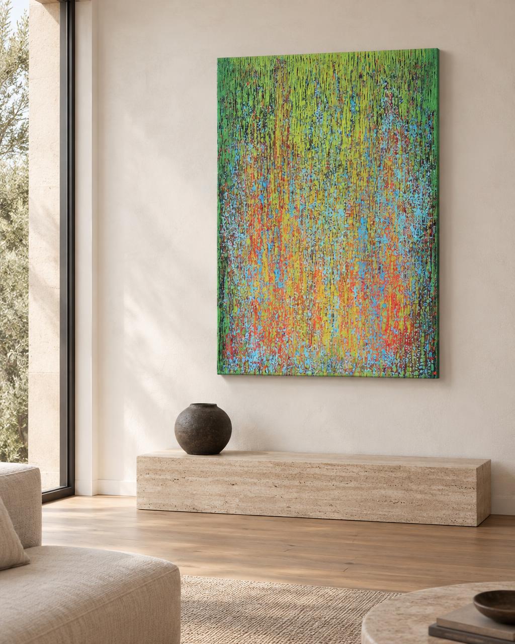 Green Veils over Blue (2014) by Heidi Thompson in collector interior