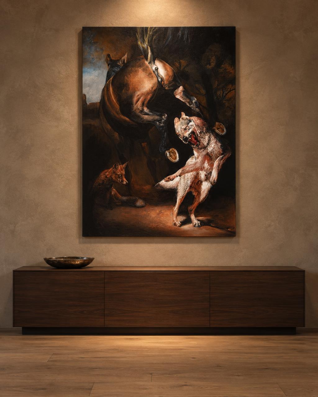 Hervé Bonsard - Le Renard Le Loup et Le Cheval (2021) in-room collector visual