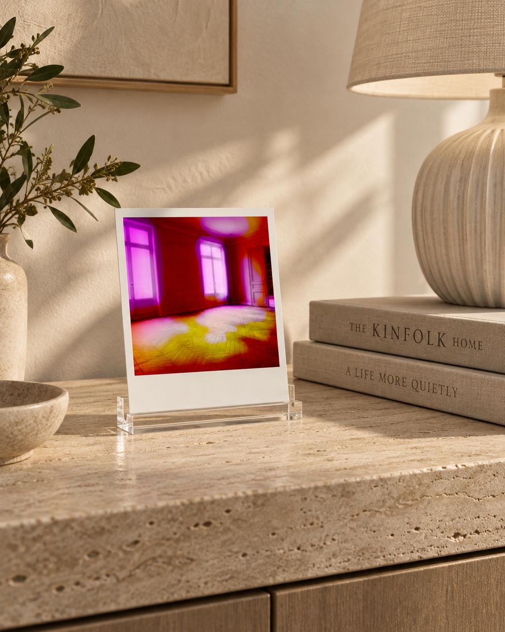 Instant #40 compact 18x20 cm hand-colored Polaroid by Gareth Lloyd in collector interior