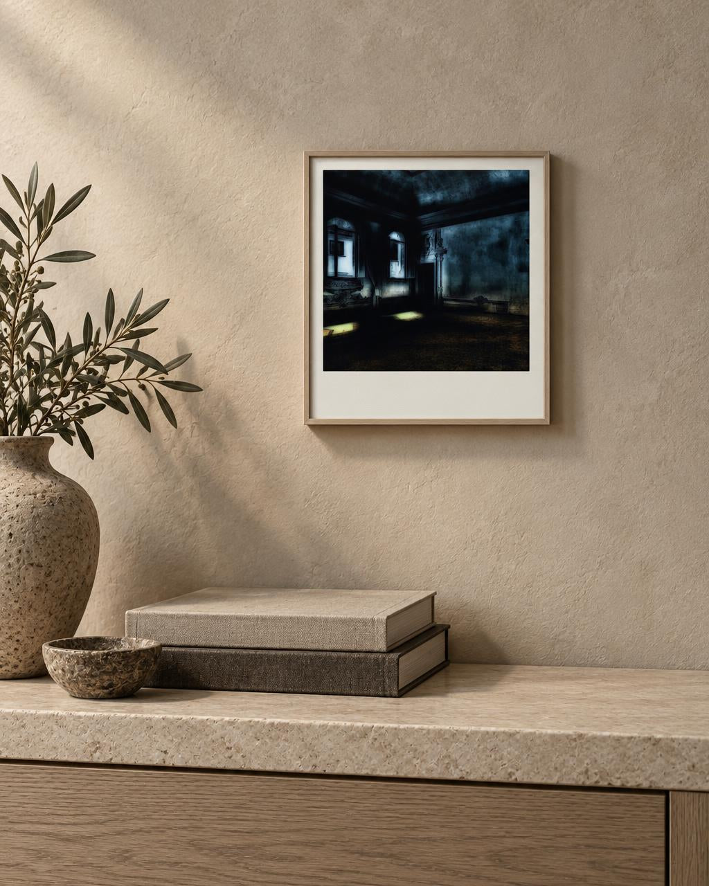 Instant #37 18x20 cm hand-colored Polaroid photograph by Gareth Lloyd framed in collector residence | Leah Do Fine Art Consulting NYC