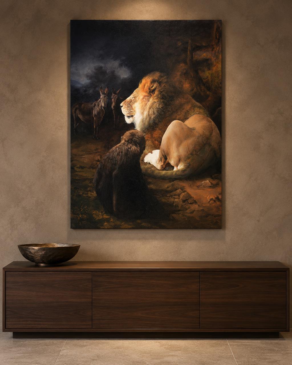 Hervé Bonsard - Le Lion, le Singe et les Deux Anes in-room collector visual
